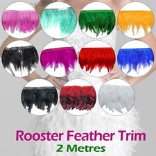 Rooster Feather Trimmings Fringe Trim Sewing Costume Hackle Coque Craft 2 Metres