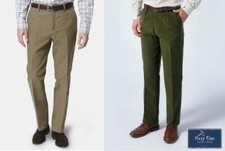 Mens Moleskin Trousers Green Beige Cotton Stretch Country Trousers Pants