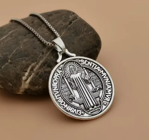 Benedict medal necklace - medal,