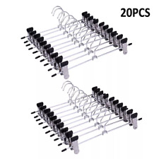 20-Strong Metal Clips Hangers Chrome Clothes Coat Trouser Skirt Non-slip Rack⭐⭐⭐