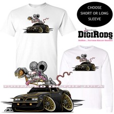 Digirods Rat Rod Racer Pontiac Black Gold Firebird Trans Am Cartoon Car T Shirt