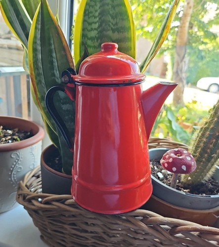 Vintage red enamel - red, jug