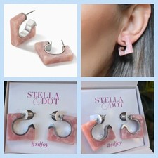 Stella & Dot Diana Pink Resin Hoops Brand New In Box 
