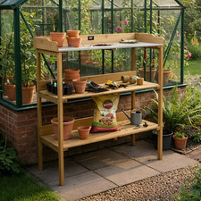 WOODEN GREENHOUSE POTTING WORK