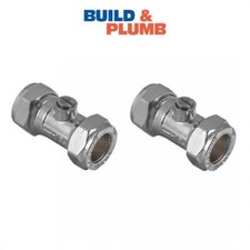 2 x 15mm Isolating Water Shut Off Valve Compression Chrome