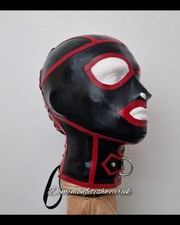 Latex Corset mask hood rubber Fetish wear UK Made Black Red Small Medium Large