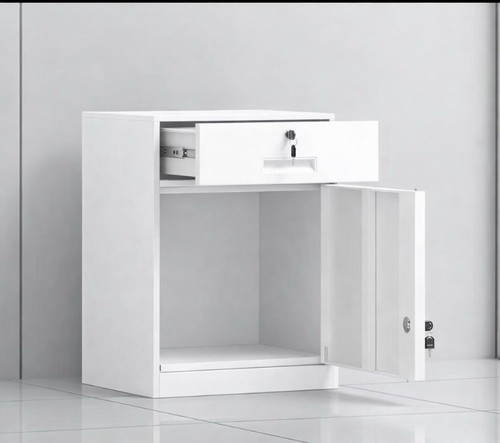 White metal filing cabinet - white,