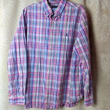 Polo Ralph Lauren Mens Pink Plaid Check Shirt Size XL Logo Stained Sleeve 