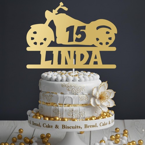 Motorbike birthday cake - motorbike, topper