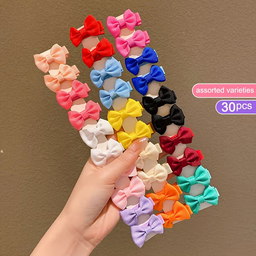 Mini bow hair clips 30pcs - clips,