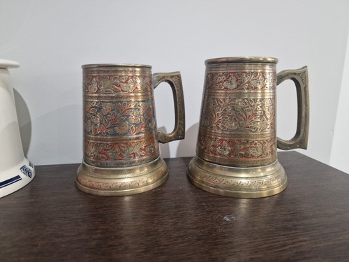 Vintage brass enamel work - vintage, beer