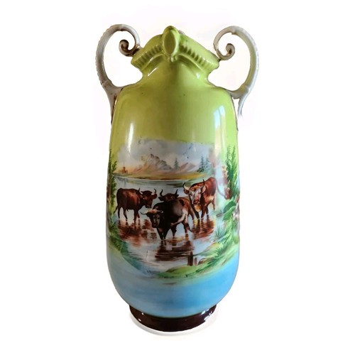 Antique porcelain vase cattle - antique,