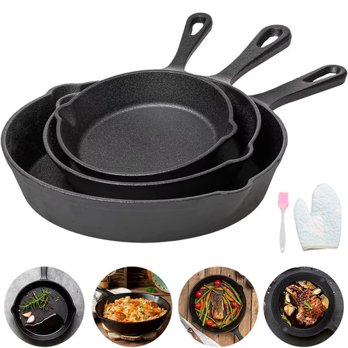 3pc cast iron - cast, frying