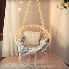 Round Hammock Chair Swing with Two LED Lights, Upgraded Max 550LBs.