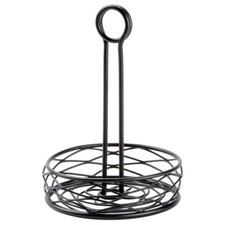 Condiment Caddy  - Round Black Birdnest with Card Holder