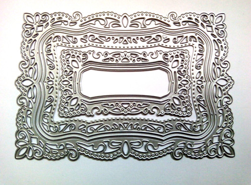 Lace background ornate tag - &,