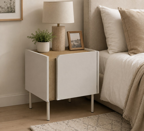 Modern cream bedside - bedside, cabinet