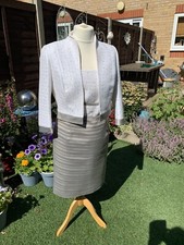 Luis Civit white and beige Designer dress & bolero jacket size 14