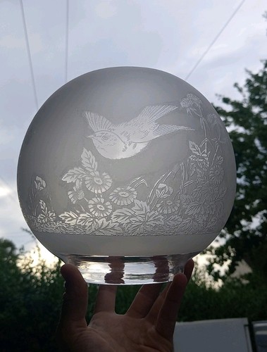 Victorian crystal etched - crystal, bird