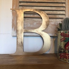 Rustic Distressed Gold Metal Classic Letter B 12” Home Decor & Garden Signs