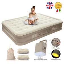 King Air Bed Inflatable Camping Air Mattress, Built-in Electric Pump High Raised