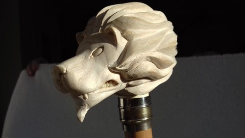 Lion head walking stick - head,