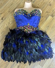 Sherri Hill Strapless Dress Size 8 Purple Embellished Feathers black mini party 