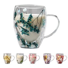 250/350/450ML Dried Flower Double Wall Layer Cup Coffee Mug Tea Insulated Glass