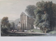 Valle Crucis Abbey, near Llangollen, Wales. 1836 print. D Cox/W Radclyffe