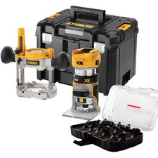 DeWalt DCW604NT 18V XR Brushless Router Trimmer With 1/4" 12 Piece Cutter Set