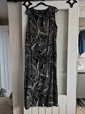 Debenhams Collection Black Grey Dotted Leaf Print Maxi Dress Size 18 Holiday