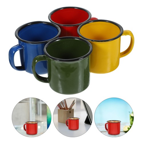 Retro enamel coffee mugs set - enamel,