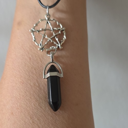 Silver tone pentacle - silver,