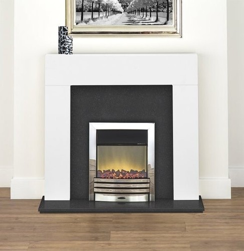 White fireplace surround - white, black