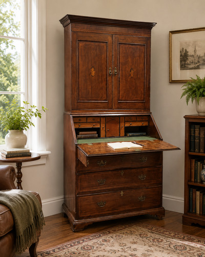 Victorian oak bureau bookcase - oak,