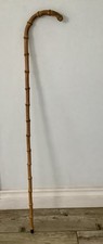 Antique Whangee Bamboo Charlie Chaplin Walking Cane / Stick Crook Handle ~ 92cm