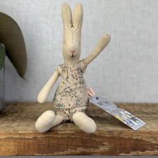 Maileg Mini Bunny Rabbit - Beige Floral Two Piece Clothed Rabbit Retired 2016 9”