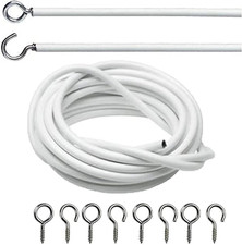 DIVCHI Net Curtain Wire and Hooks Set - 2 Meter Curtain Wire Kit with 4 Eyes & 4