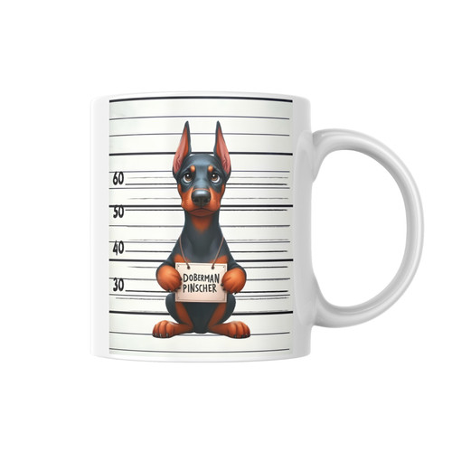 Doberman mugshot 11oz coffee - -,