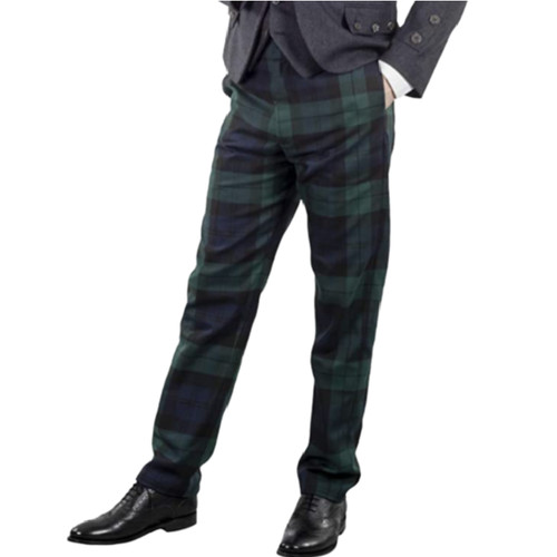 Black watch slim fit tartan - black,