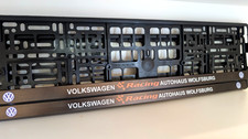 2x car number plate frame holder NEW UV DIRECT PRINT  - VW Racing *Authentic*