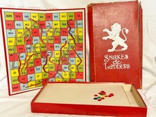 VINTAGE SNAKES AND LADDERS BOARD GAME BOXED BRIGHT COLOURS COMPLETE
