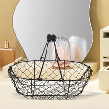  Countertop Egg Holder for Fresh Eggs Metal Basket with Handles Storage