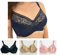 Ex Marks Minimiser Bra Black Pink Nude Navy Underwired Non Padded Full Cup Lace