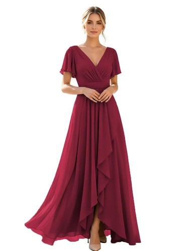 Neck chiffon long - v‑neck,