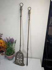 Antique Brass Hearth Set Fire