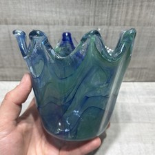 MURANO Green Blue Swirl Glass