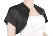 BLACK SATIN PROM/WEDDING SHRUG BOLERO/CAPELET/JACKET