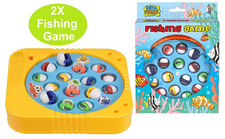 2 PCs Rotating Magnetic Crazy Fish Fishing Game Kids Educational Toys
