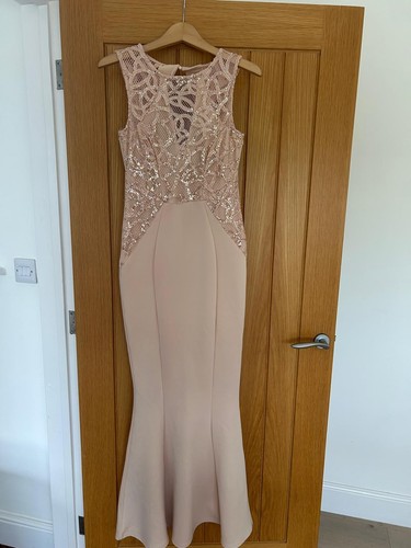 Beige pink prom dress - beige,